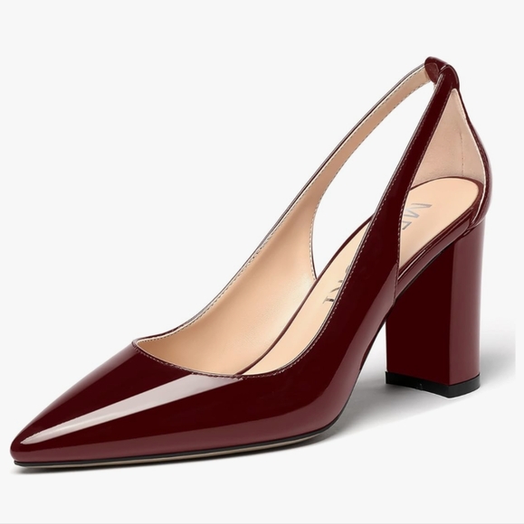 MERRORI Women's Pumps Chunky High Heel Pumps Pointed Toe Sz 9.5 - Picture 2 of 12